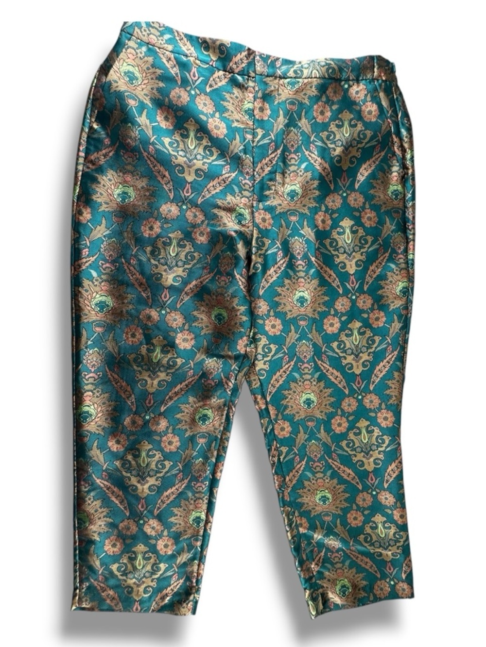 Maeve Anthropologie Melyssa Jacquard Trousers Teal Paisley Size XL New With Tags